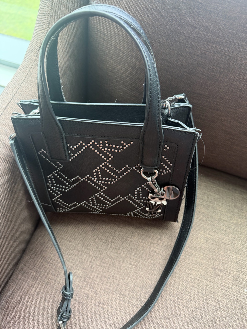 Karl Lagerfeld Black studded mini Satchel Crossbody bag